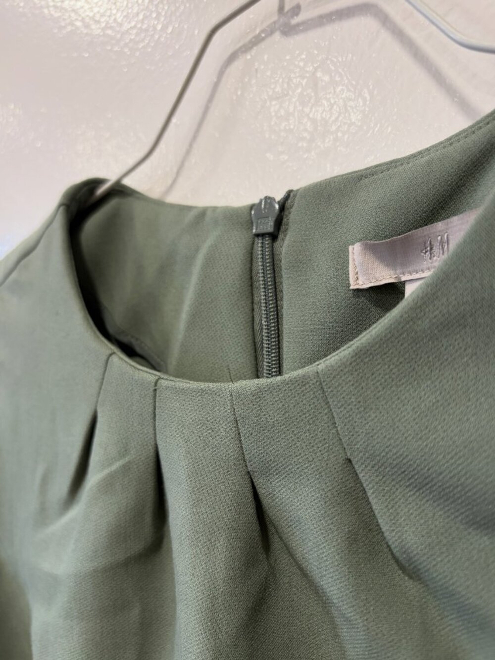 NWT H&M Belted Midi Office Dress Cap Sleeve Green - Size XXS - Picture 5 of 14